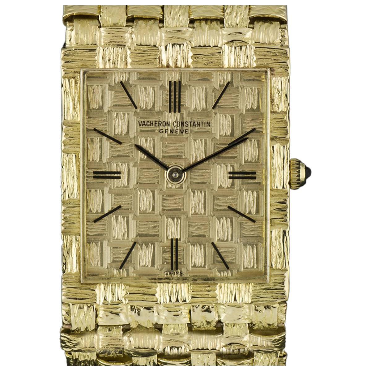 Vacheron 
Constantin Champagne Dial Basketweave Bracelet Manual Wind Wristwatch