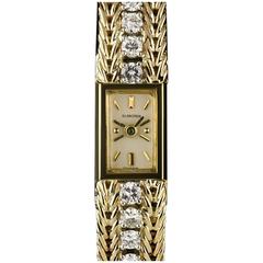 Retro Blancpain Ladies  Yellow Gold Baton Dial Diamond Set Manual Wind Wristwatch