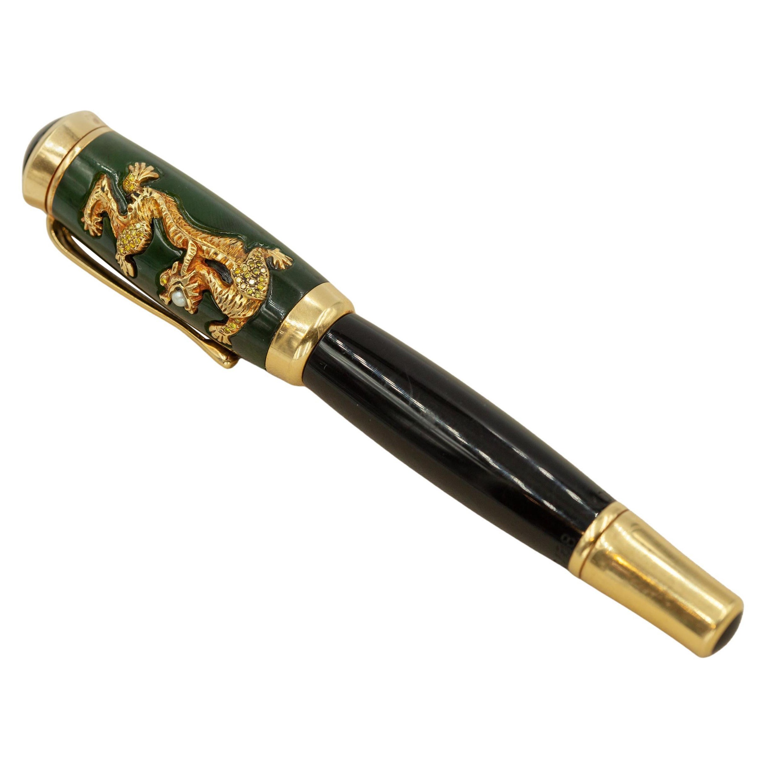 2002 MONTBLANC Qing Dynasty Precious Version 18K Jade Limited Ed Fountain Pen