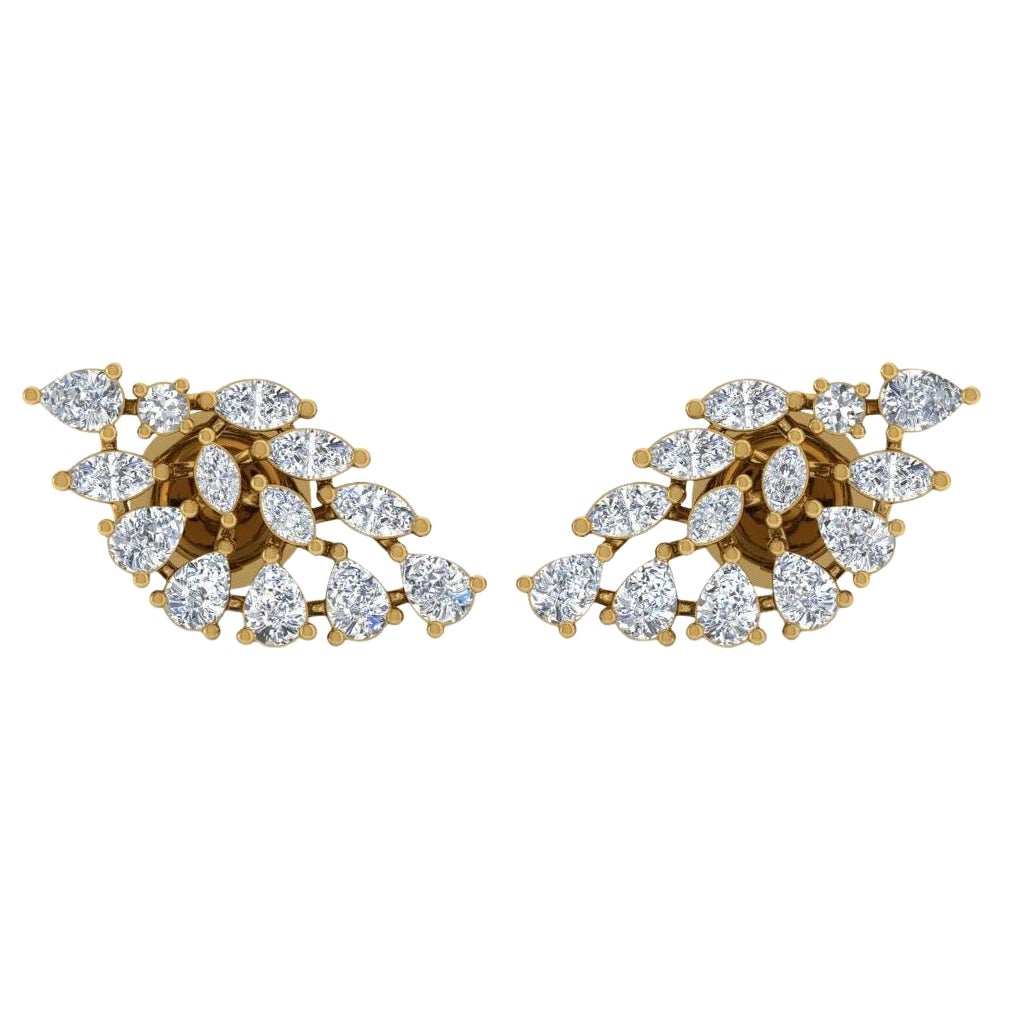 Natural 2.1 Carat SI/H Marquise Pear Round Diamond Earrings 14 Karat Yellow Gold