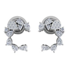 Orecchini di diamanti da 0,6 carati SI/H Pear Round Brilliante Cut Oro bianco 14 carati