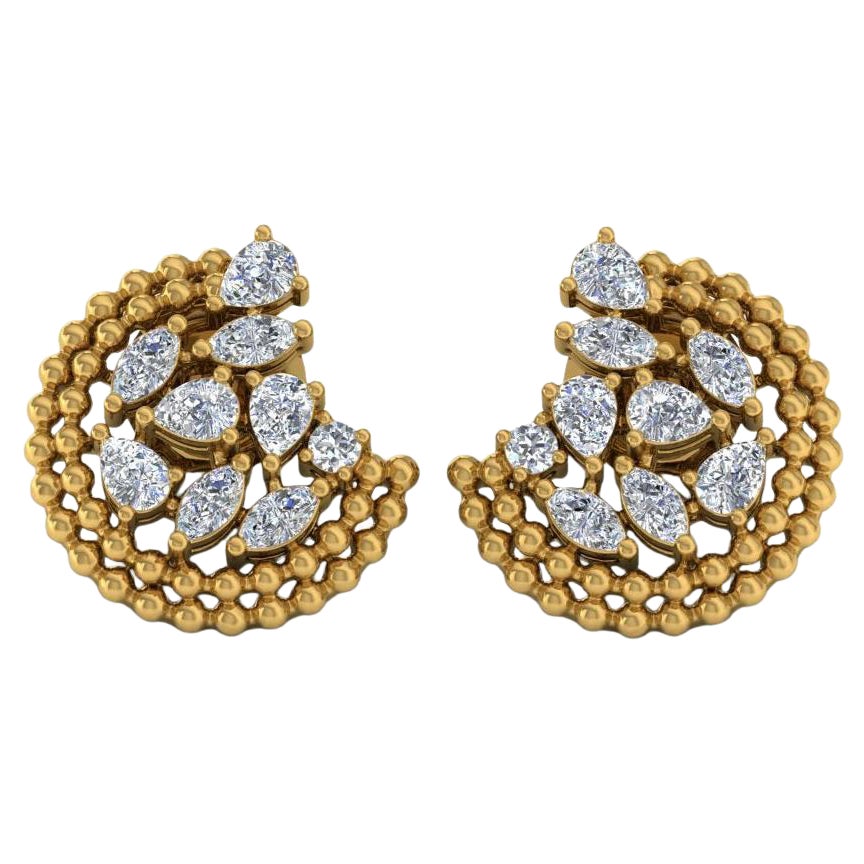 Real 1.50 Carat SI/H Pear Marquise Diamond Earrings 14 Karat Yellow Gold Jewelry