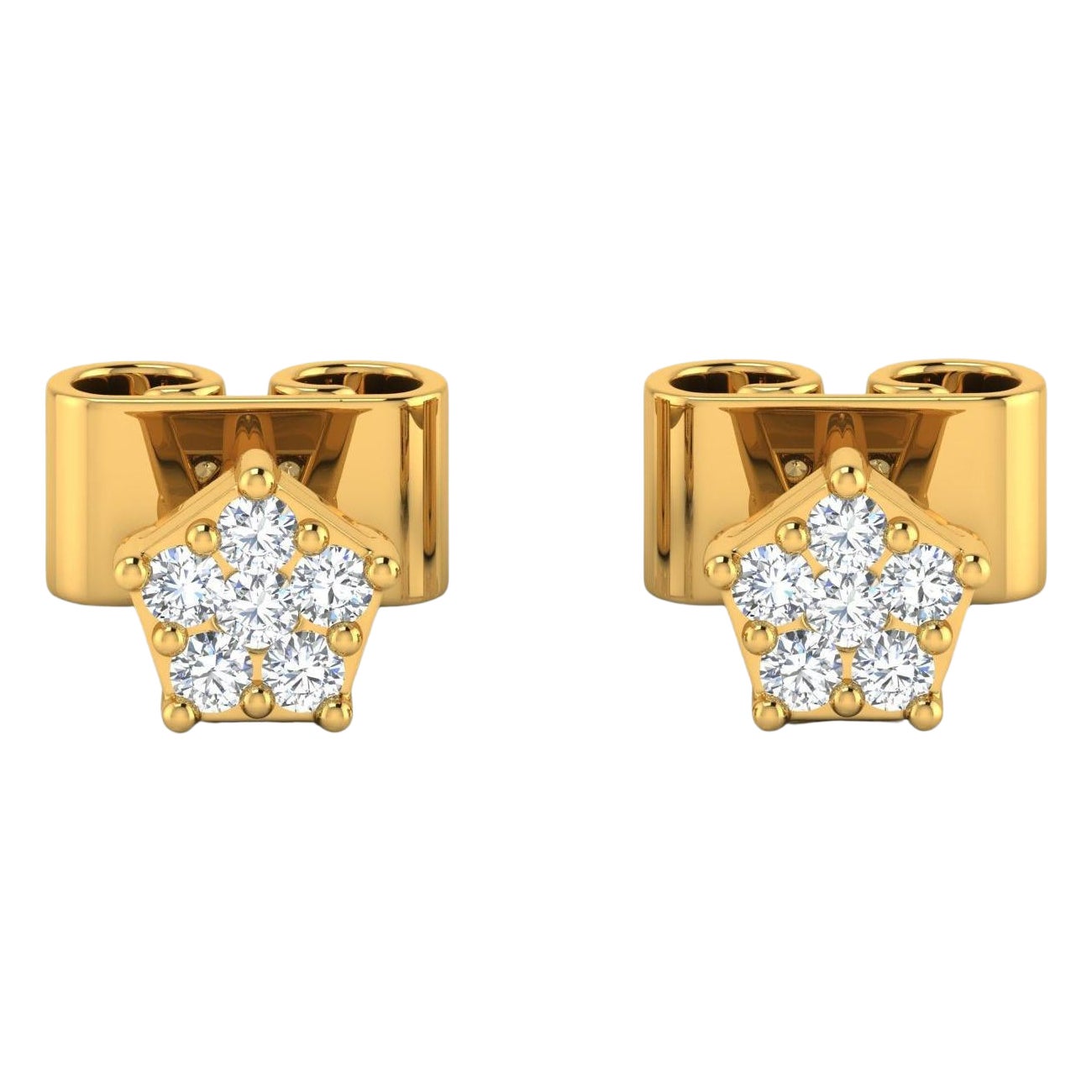 0.20 Carat SI/H Round Brilliant Cut Diamond Star Stud Earrings 14k Yellow Gold