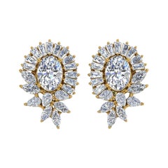 3,10 Karat SI/H Brillantschliff Diamant-Ohrringe 14 Karat Gelbgold feiner Schmuck