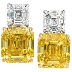 GIA Certified Fancy Vivid Yellow Diamond Earrings