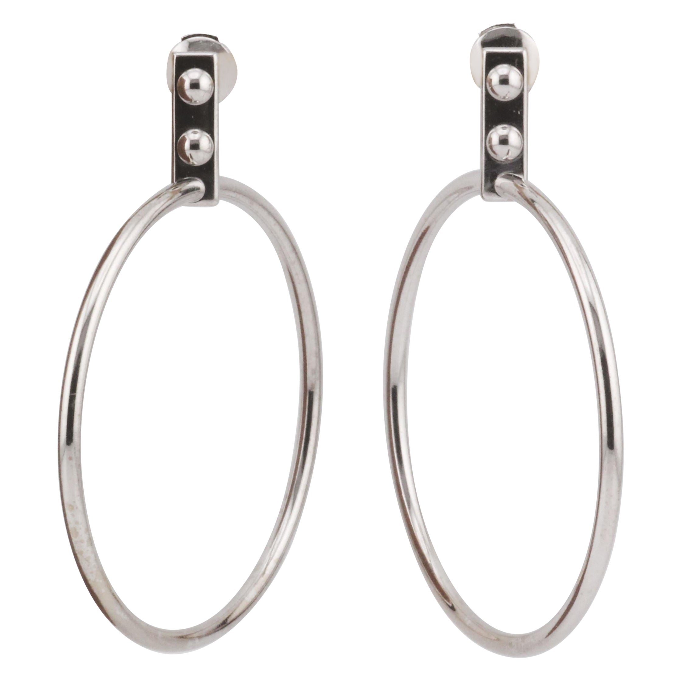 Louis Vuitton 18K White Gold Drop Hoop Earrings