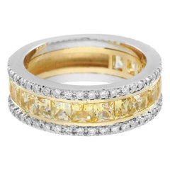 Gelber Saphir und Diamant Classic Half Eternity Band Ring in 18K Gold