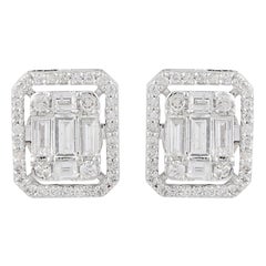 Orecchini con diamante fine da 1,19 carati Si Clarity Hi Color, oro bianco 14k