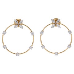 1.55 Carat Pear Diamond Circle Stud Earrings Solid 14k Yellow Gold Fine Jewelry