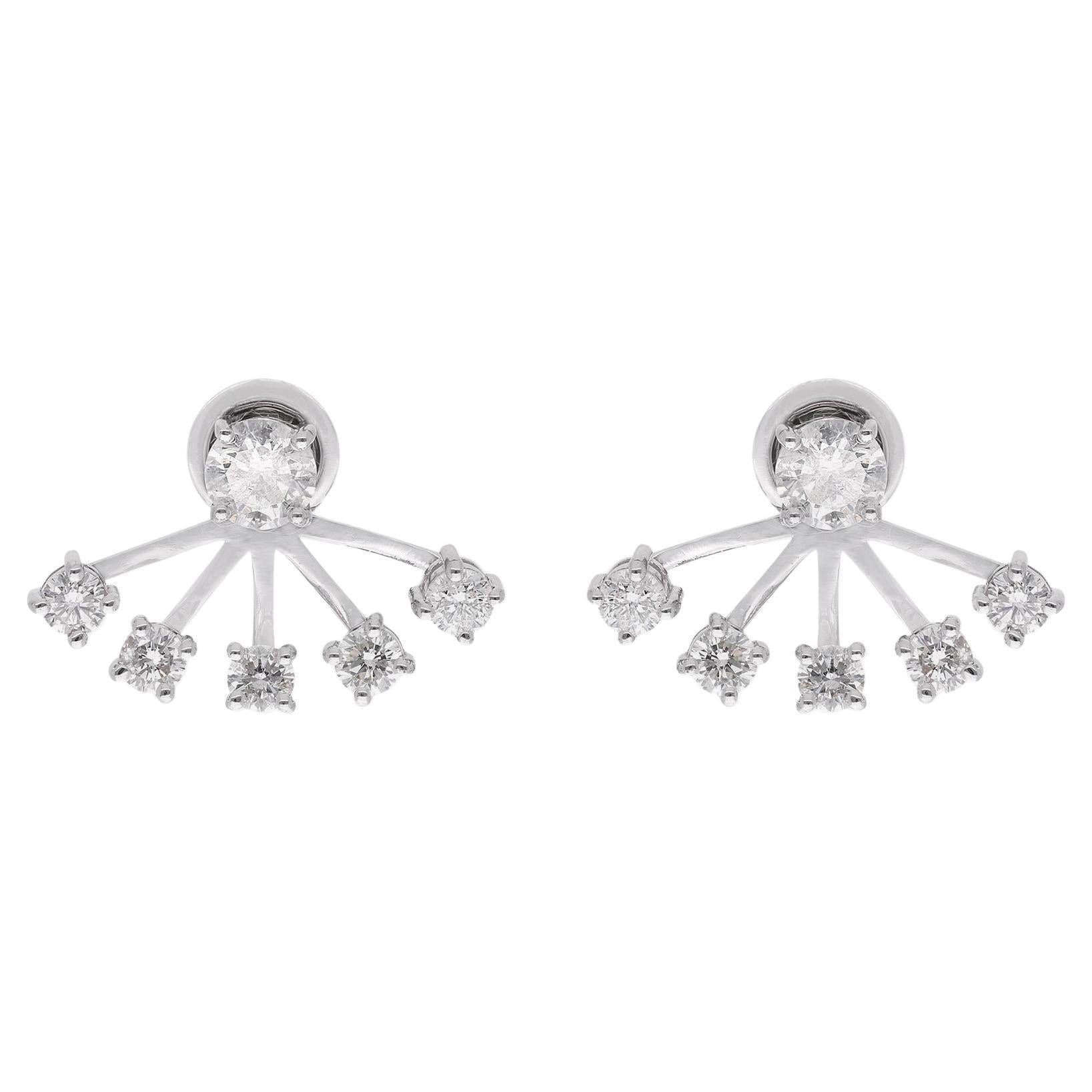 Natural 2.28 Carat Diamond Jacket Earrings 14 Karat White Gold Handmade Jewelry For Sale