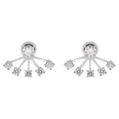 Pendientes Chaqueta Diamante Natural 2,28 Quilates Oro Blanco 14 Kilates Joyería Artesanal