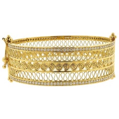 Temple St. Clair Gold Diamond Bangle Bracelet