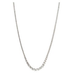 14k White Gold 7.08ctw Natural Round Brilliant Diamond Tennis Necklace