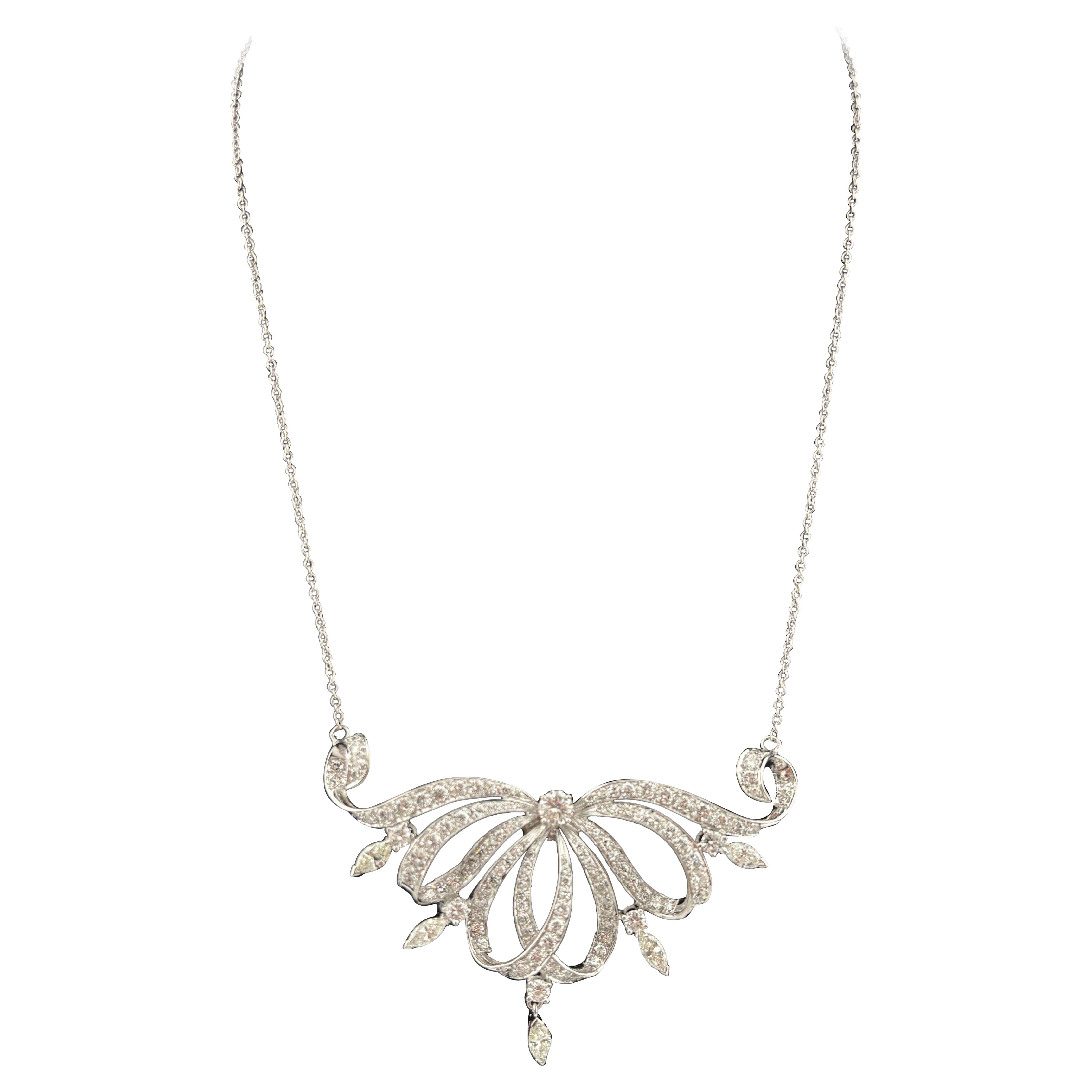 Opulent Platinum & Natural Diamond Necklace