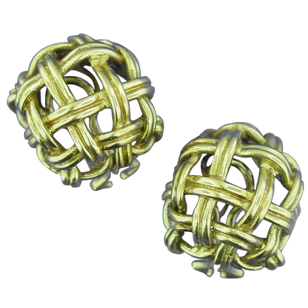 Gold Basketweave Earrings