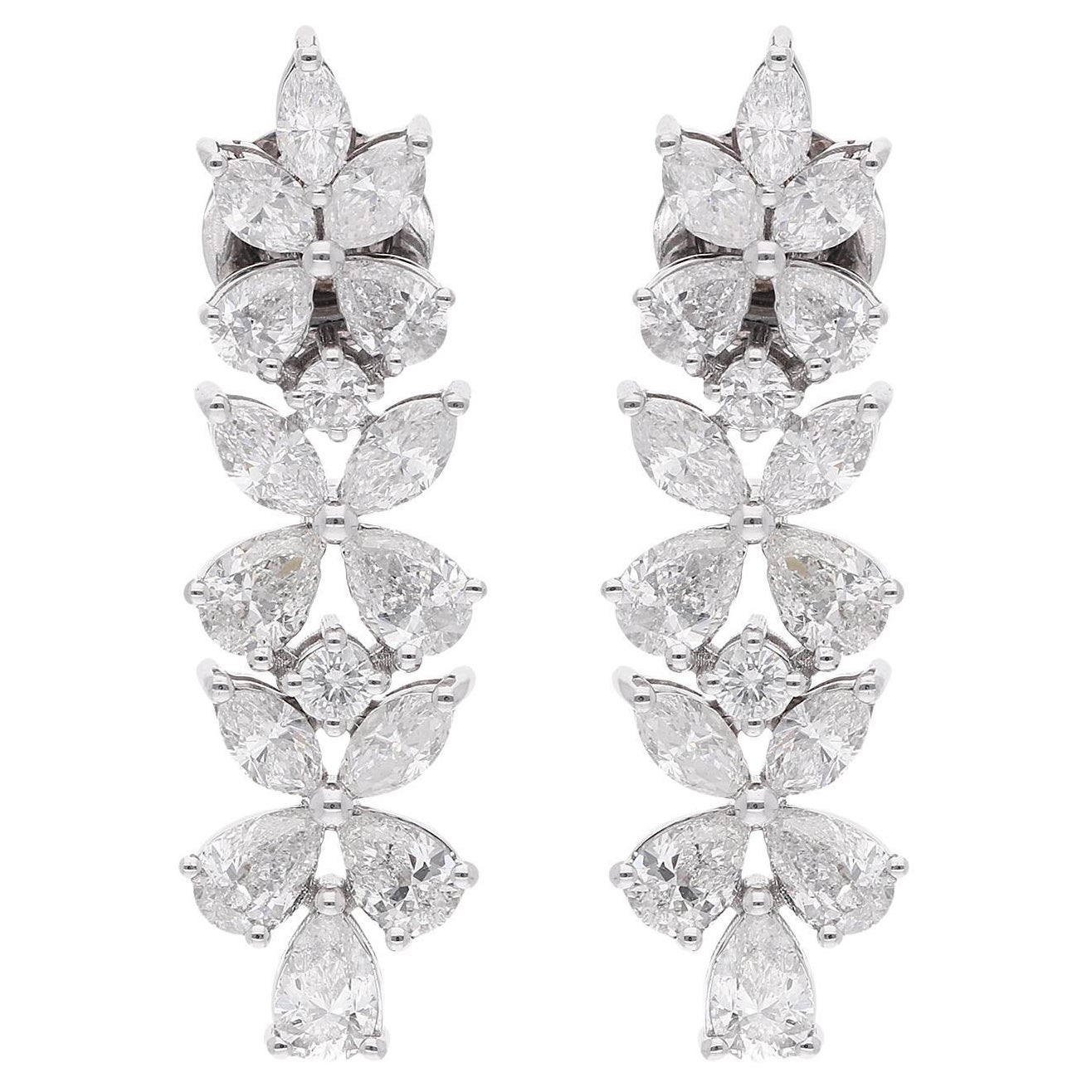 4,02 Carati SI Chiarezza HI Colore Orecchini con Diamante Marquise Oro Bianco 14 Karati
