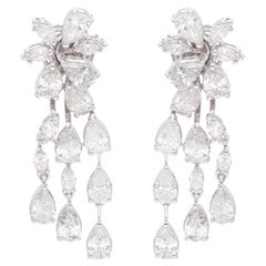 6.06 Carat SI Clarity HI Color Pear Diamond Jacket Earrings 14 Karat White Gold