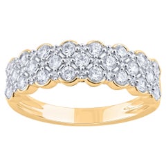 TJD 0,50 Karat natürlicher Diamant Jahrestag-Ring aus 14 Karat Gelbgold