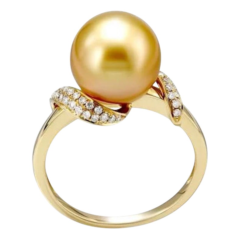 Every Day Pearl Diamond Yellow 14k Gold Ring  for Her
