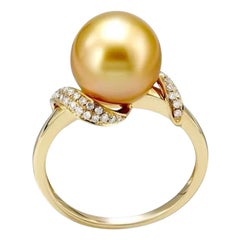 Every Day Perle Diamant Gelb 14k Gold Ring  für sie