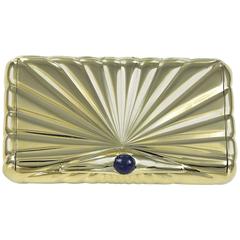 Vintage Classic Ribbed Gold Sapphire Pushpiece Pill Box