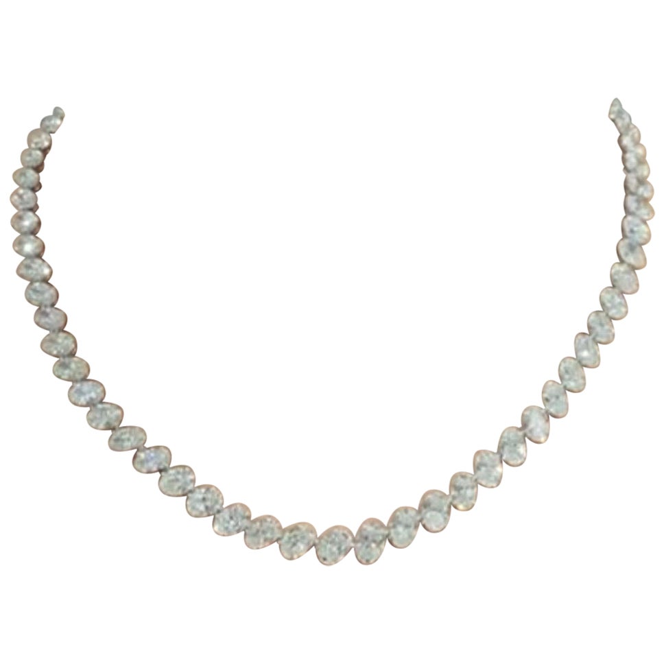 Collar de diamantes ovalados Emilio Jewelry Gia Certified 37.00 quilates