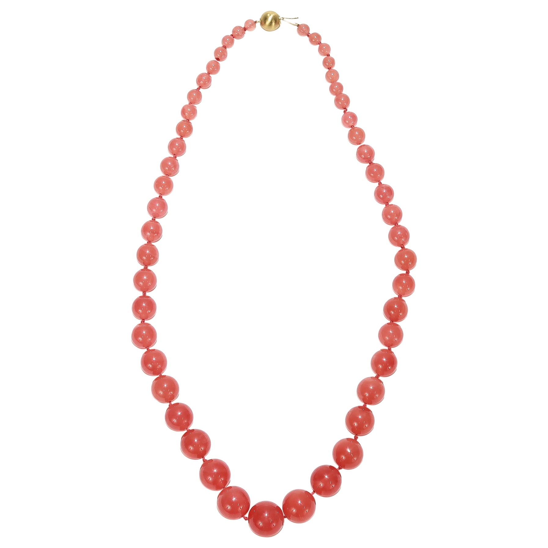 14k Gold & Graduated Pink Tourmaline Beaded Necklace
