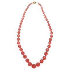 14k Gold & Graduated Pink Tourmaline Beaded Necklace