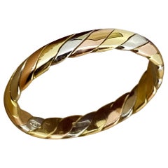 18K 750 Tri-Colour Gold 3.5mm Vintage Wedding Band / Wedder, Italian Hallmarks.