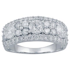 TJD 2 Karat runder Diamant 14 Karat Weißgold Mode Designer breiter Ehering