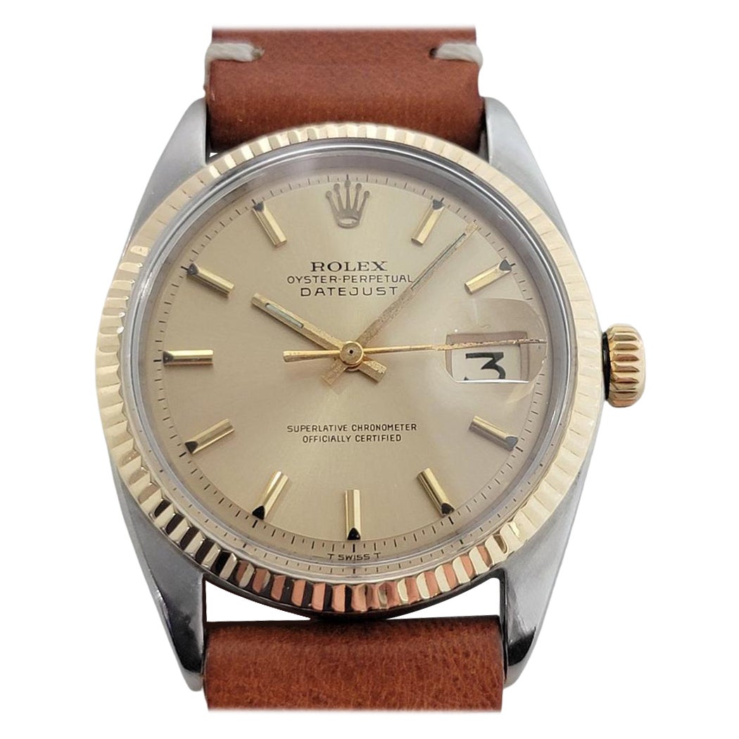 Mens Rolex Ref 1601 Oyster Datejust 18k Gold Ss Automatic 1960 Swiss RA318B