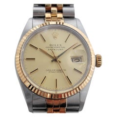 Mens Rolex Ref  16013 Datejust 18k Rose Gold SS Automatic 1980s with Paper RA339