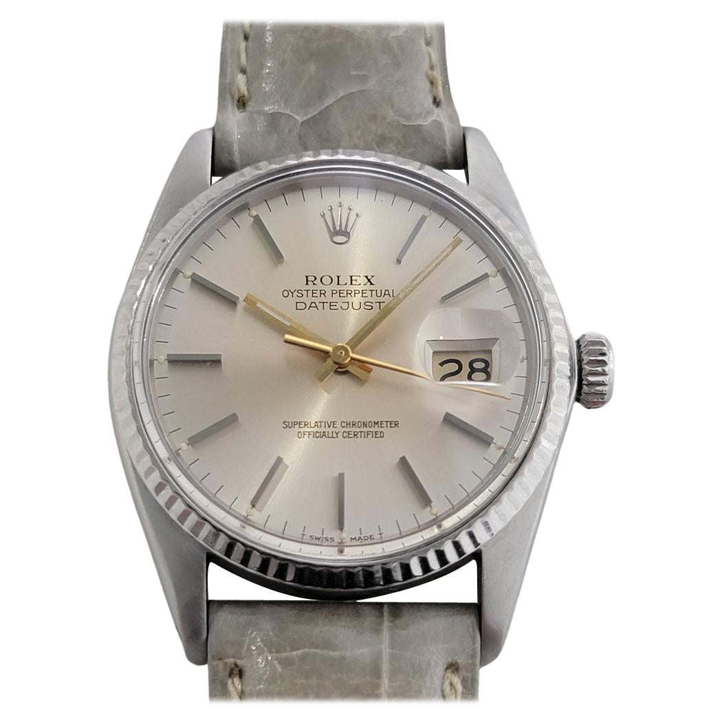 Mens Rolex Ref 16014 Datejust 18k White Gold SS Automatic 1980s Swiss RA332G