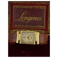 Longines 14K Gold ref 3389, 22.L c1953 Rectangle Articulated Adaptive Lugs Watch