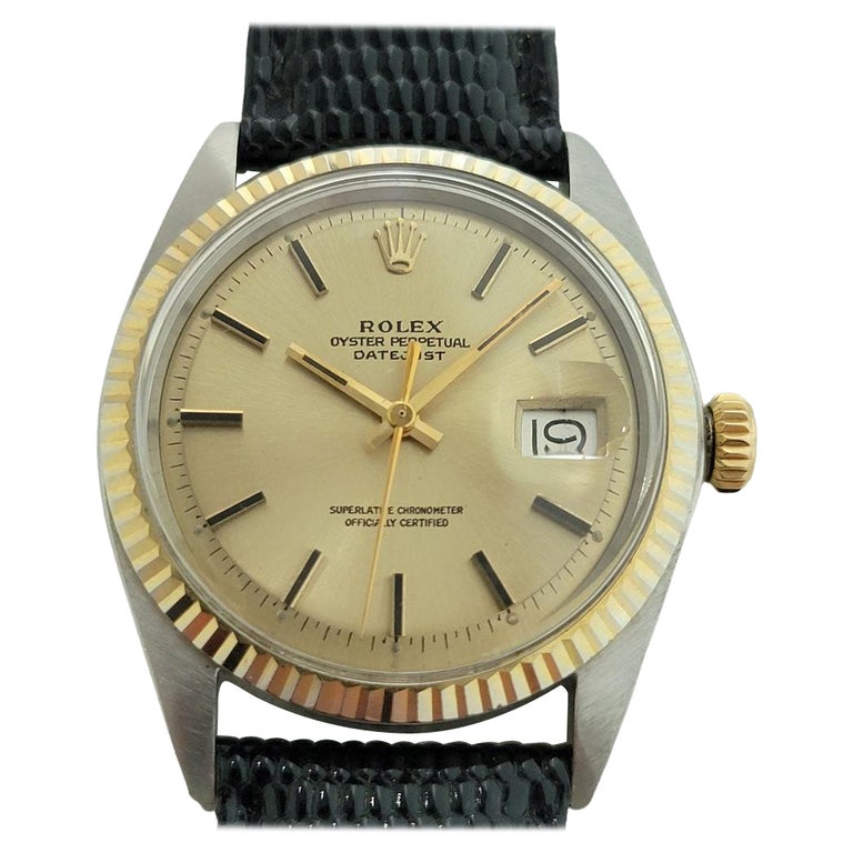 Mens Rolex Ref 1601 Oyster Datejust 18k SS Automatic 1970s Vintage 