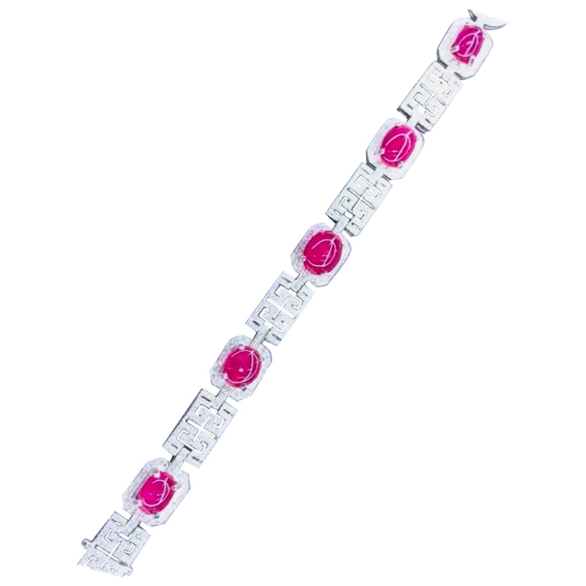 AIG Certified 15.00 Ct Burma Rubies 2.40 Ct Diamonds 18K Gold Bracelet