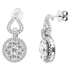 Classic Diamond White 18K Gold Stud Drop Ohrringe für Sie