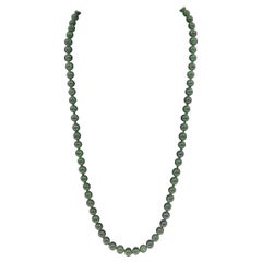 Fino collar chino de cuentas de jadeíta verde tinta translúcida natural de grado A de 22
