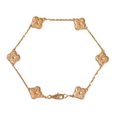 Van Cleef & Arpels Sweet Alhambra 6 Motif 18K Hammered Rose Gold Bracelet