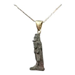 Ancient Egyptian Goddess Isis Pendant Necklace 14K Gold 600-300 BC Guarantee