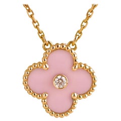 Van Cleef & Arpels Alhambra 2015 Diamond Pink Sèvres Porcelain Holiday Pendant