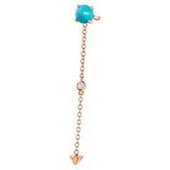 Mattioli Eve_r Mono Earrings 18 Karat in Rose Gold and Turquoise, White Diamond