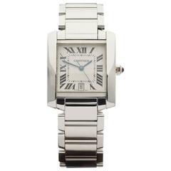 Cartier White Gold Tank Francaise Automatic Wristwatch Ref 2366 2010s 4