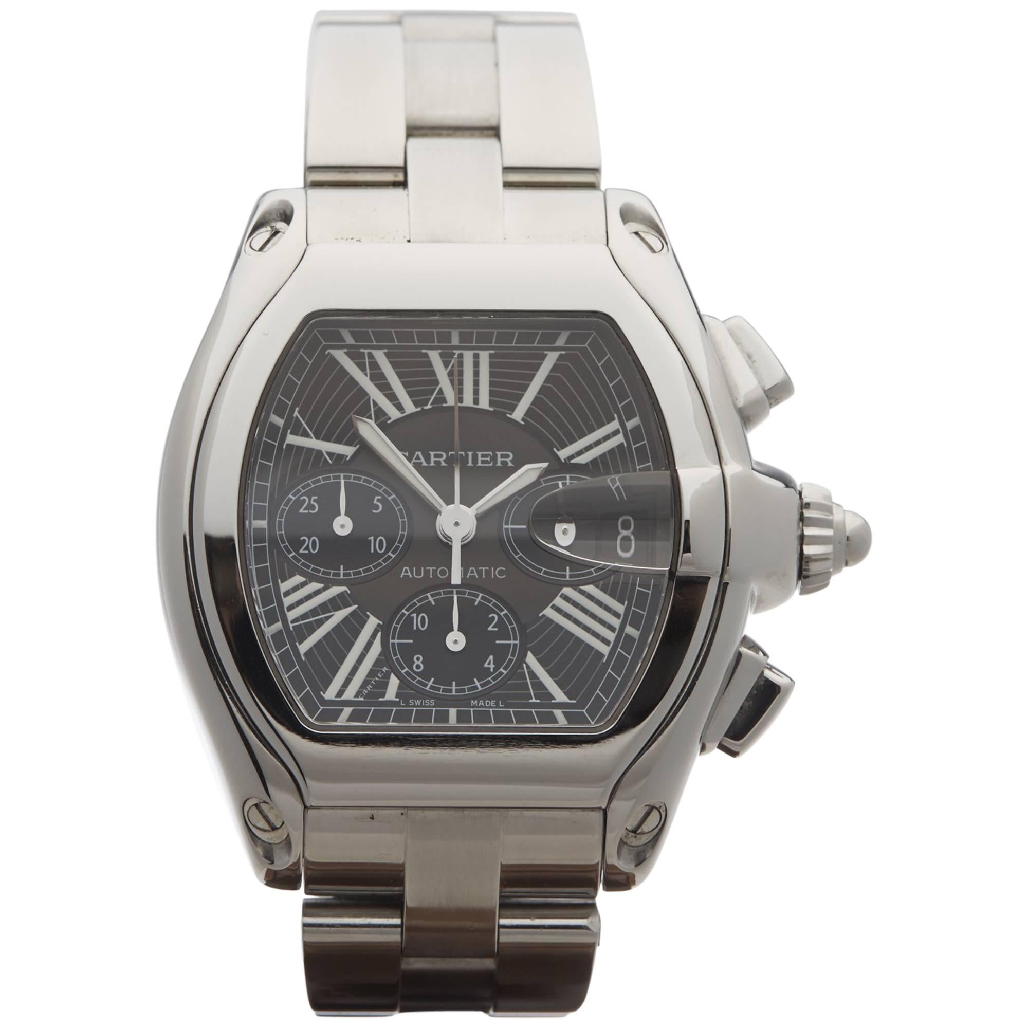  Cartier Stainless Steel Roadster Chronograph Automatic Wristwatch 2000s