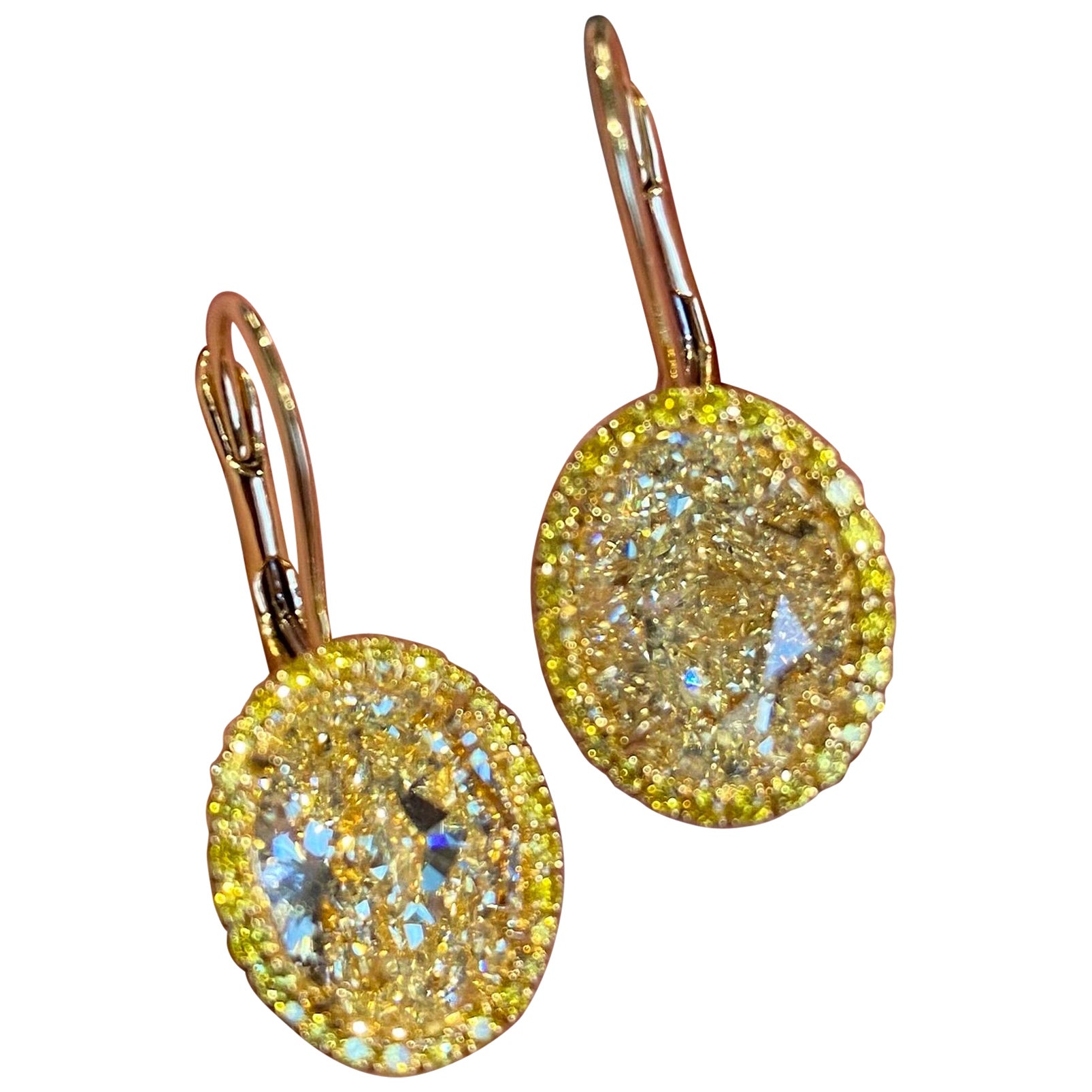 Emilio Jewelry Gia Certified 11.00 Carat Yellow Diamond Earrings For Sale