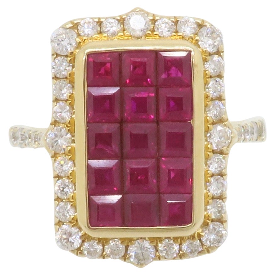 Invisible Set Ruby & Diamond Cocktail Ring