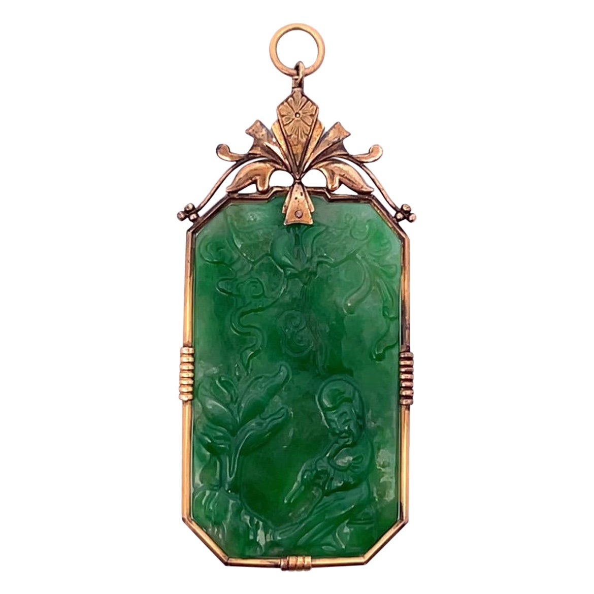 Certified Natural Carved Jadeite Jade Pendant
