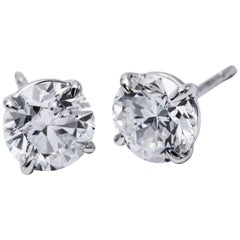 Classic Diamond Studs Earrings 3.00 Carat Gia F/I1