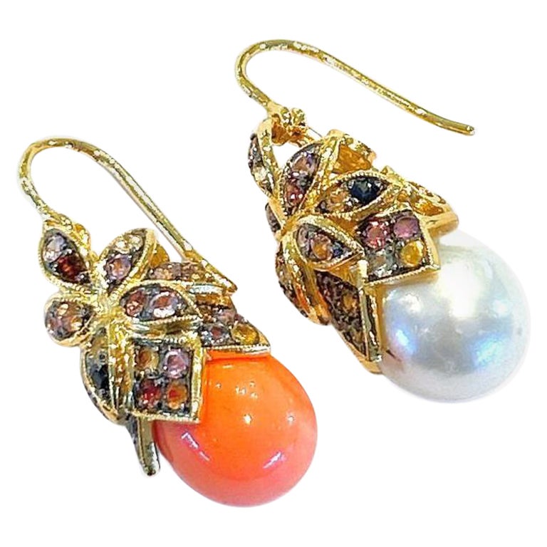 VIVI TURQUOISE AND PEARL EARRINGS MULTI