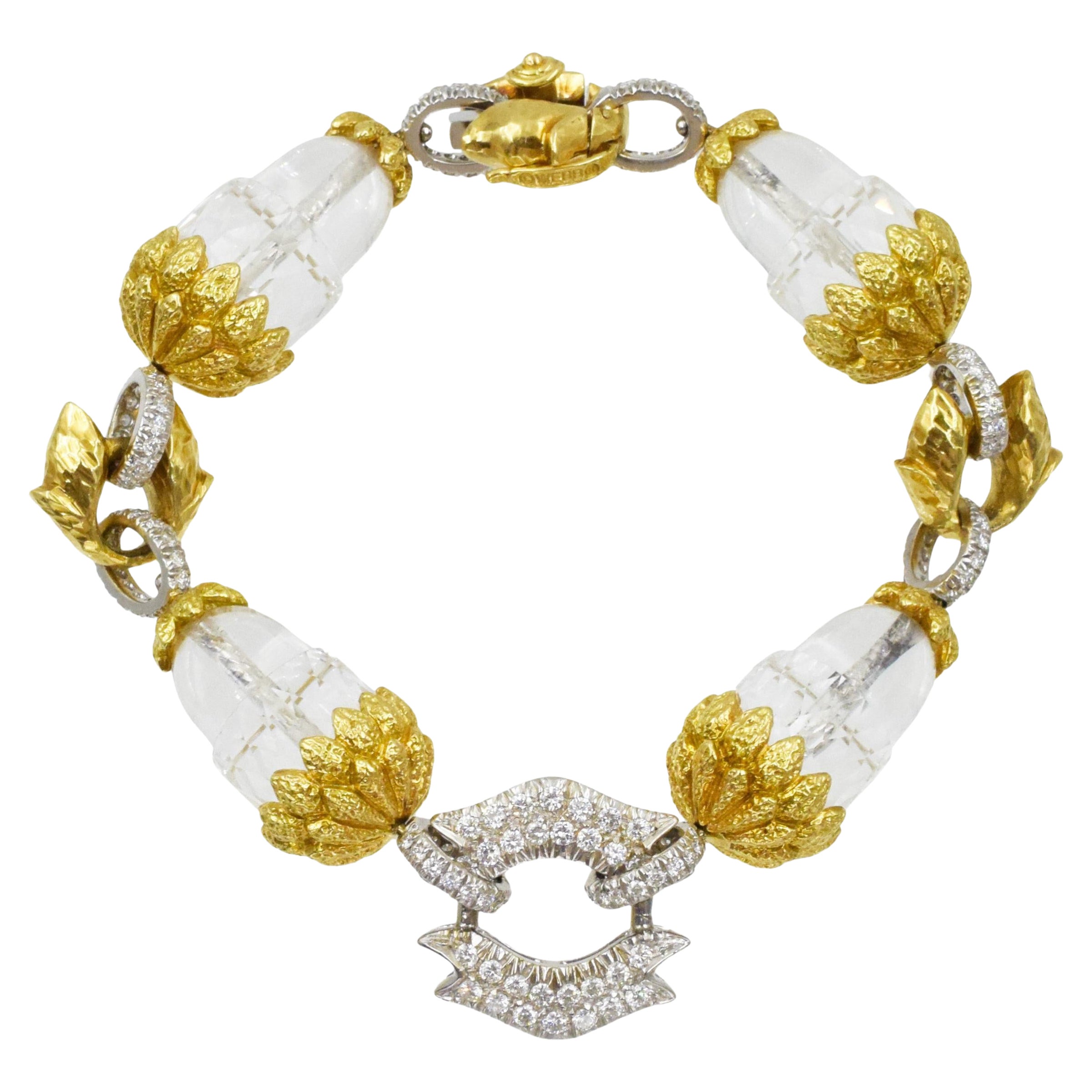 David Webb Diamond and Rock Crystal Bracelet